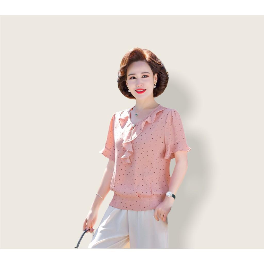 ao trung niên chấm bi cao cấp( thờ trang trung niên lolita xinh) L09-521