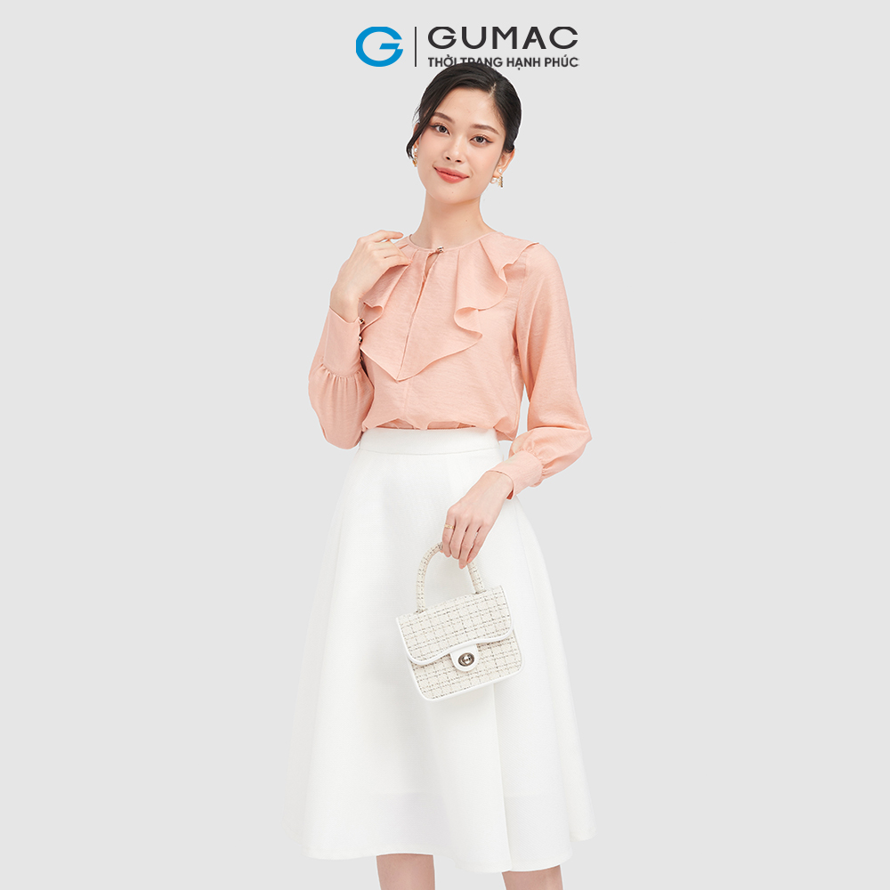 Áo kiểu nữ GUMAC AC10019 phom suông tay dài bèo kiểu nữ tính