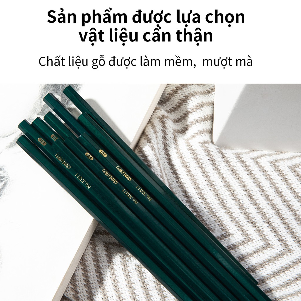 Bút chì 2B lục giác Deli 33312 - 1 cây I Bút chì gỗ vẽ kỹ thuật, kiểm tra và thi trắc nghiệm