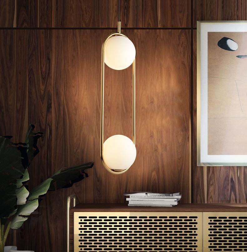 Đèn thả ZATEM chao thủy tinh địa cầu, khung mạ vàng hình Elip 2 đầu độc đáo - kèm bóng LED chuyên dụng .