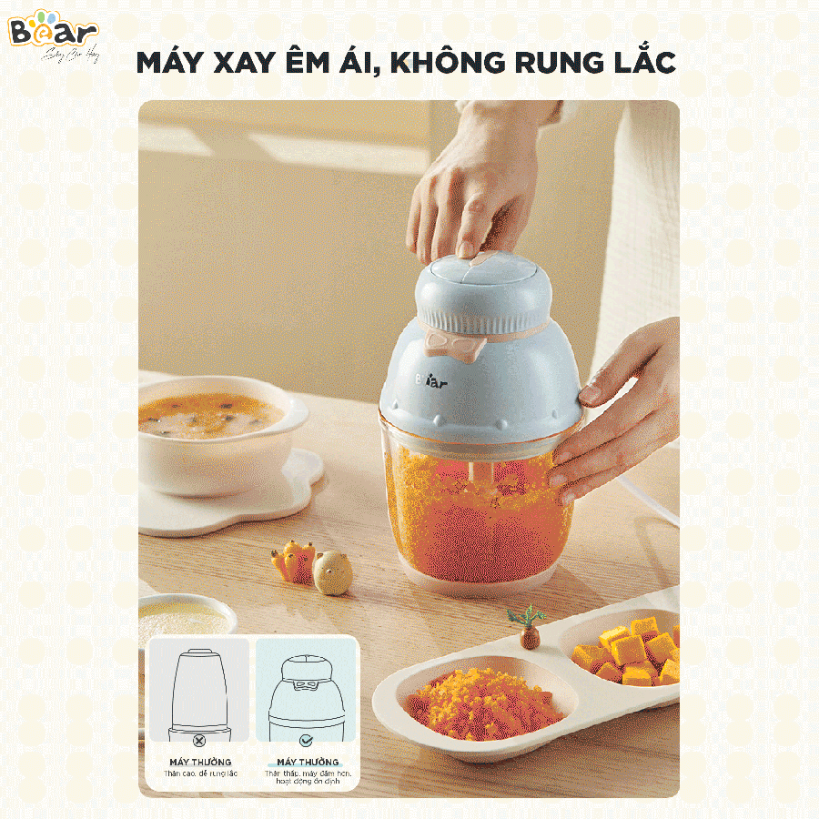 Máy xay ăn dặm 0,6L Bear B06V1 đa năng, tiện sử dụng làm món ăn cho bé - Hàng Chính Hãng