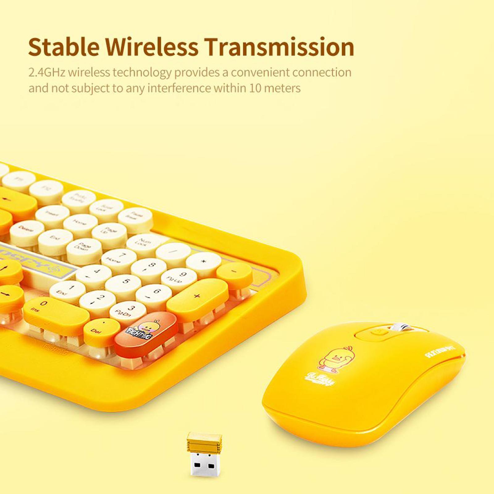 Desktop 2.4G Wireless Keyboard & Mouse Combo Retro Round Key
