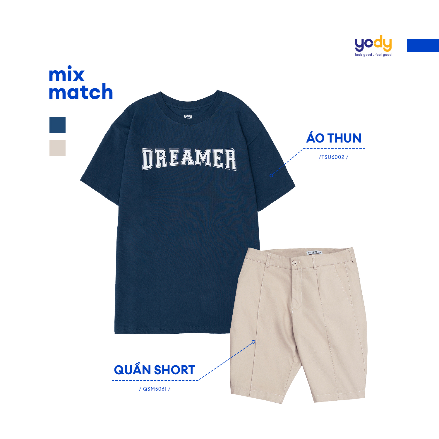 Áo thun Unisex nam nữ YODY form rộng tay lỡ in chữ DREAMER đủ size TSU6002
