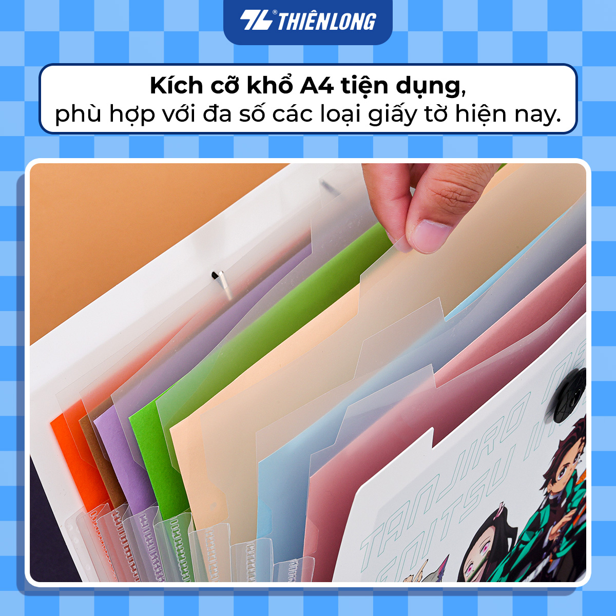 Bìa 8 ngăn hồ sơ tài liệu văn phòng - học sinh A4 Thiên Long Demon Slayer DF-006/DS