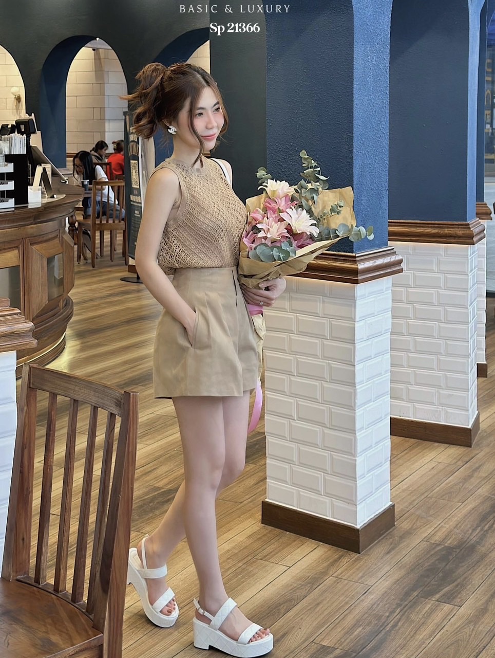 SET ÁO LƯỚI SÁT NÁCH MÀU PASTEL XUYÊN THẤU + QUẦN GIẢ VÁY NGẮN SHORTS ỐNG RỘNG LƯNG CAO ĐI CHƠI TIỆC DẠO PHỐ ĐI BIỂN ĐI LÀM CÔNG SỞ