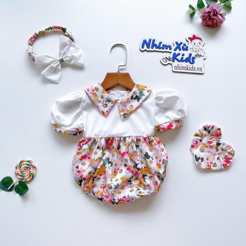 Body Cổ Sơ Mi Hoa Lụa Mềm - Mát Cho Bé Gái 3 Đến 12kg
