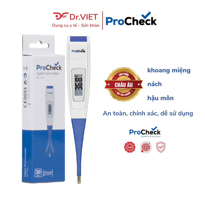 Nhiệt Kế Điện Tử Dạng Bút Procheck MT1P21 Chính Hãng. Dễ sử dụng, đo nhanh, chính xác, cho kết quả sau 30 giây. Thông báo bằng tiếng bíp, có cảnh báo sốt.