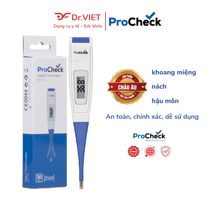 Nhiệt Kế Điện Tử Dạng Bút Procheck MT1P21 Chính Hãng. Dễ sử dụng, đo nhanh, chính xác, cho kết quả sau 30 giây. Thông báo bằng tiếng bíp, có cảnh báo sốt.