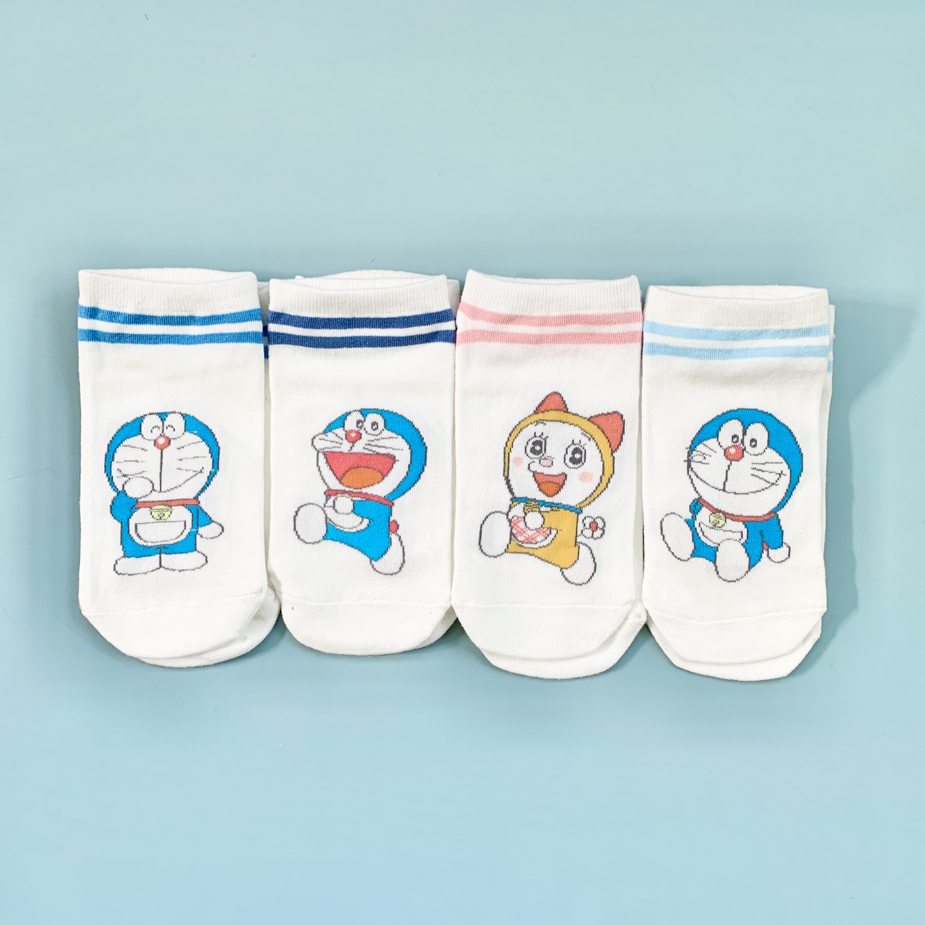 Set hộp 4 đôi tất nữ NICESOKS chất liệu cotton cao cấp, ngắn cổ thể thao, họa tiết Doraemon - NS5008FS - hàng chính hãng