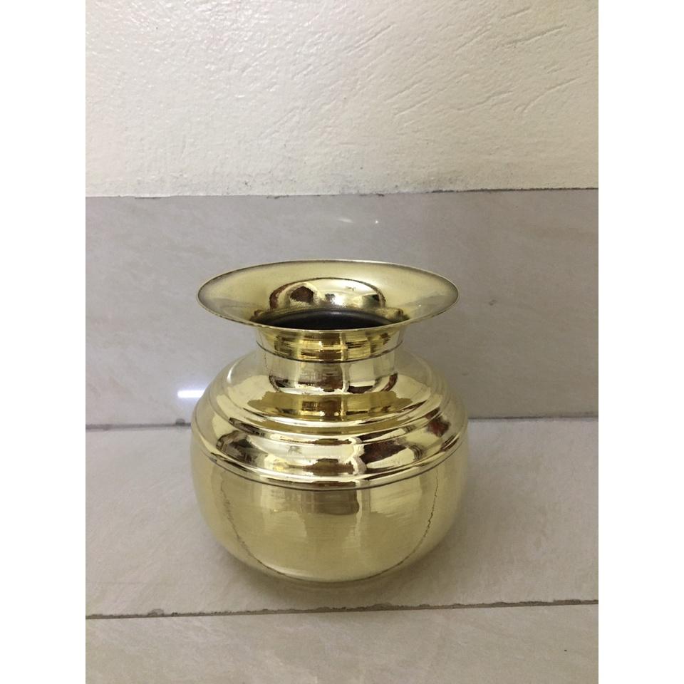 Ống nhổ bã trầu bằng đồng vàng bóng cao 13cm