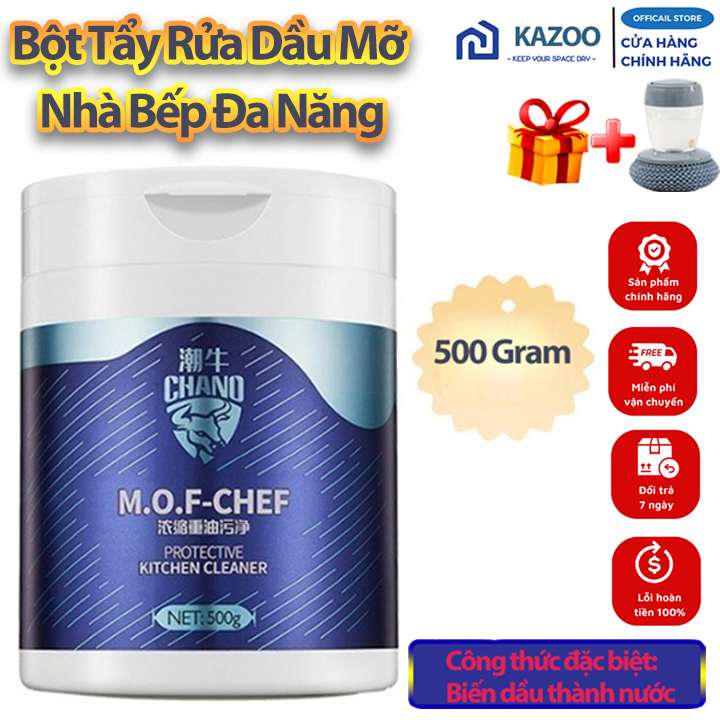 Bột Tẩy Rửa Dầu Mỡ Nhà Bếp MOF Chano 500g Đa Năng Tẩy Sạch Vết Dầu Mỡ Lâu Ngày, Khử Khuẩn Hiệu Quả Tặng Cọ Xoong Nồi