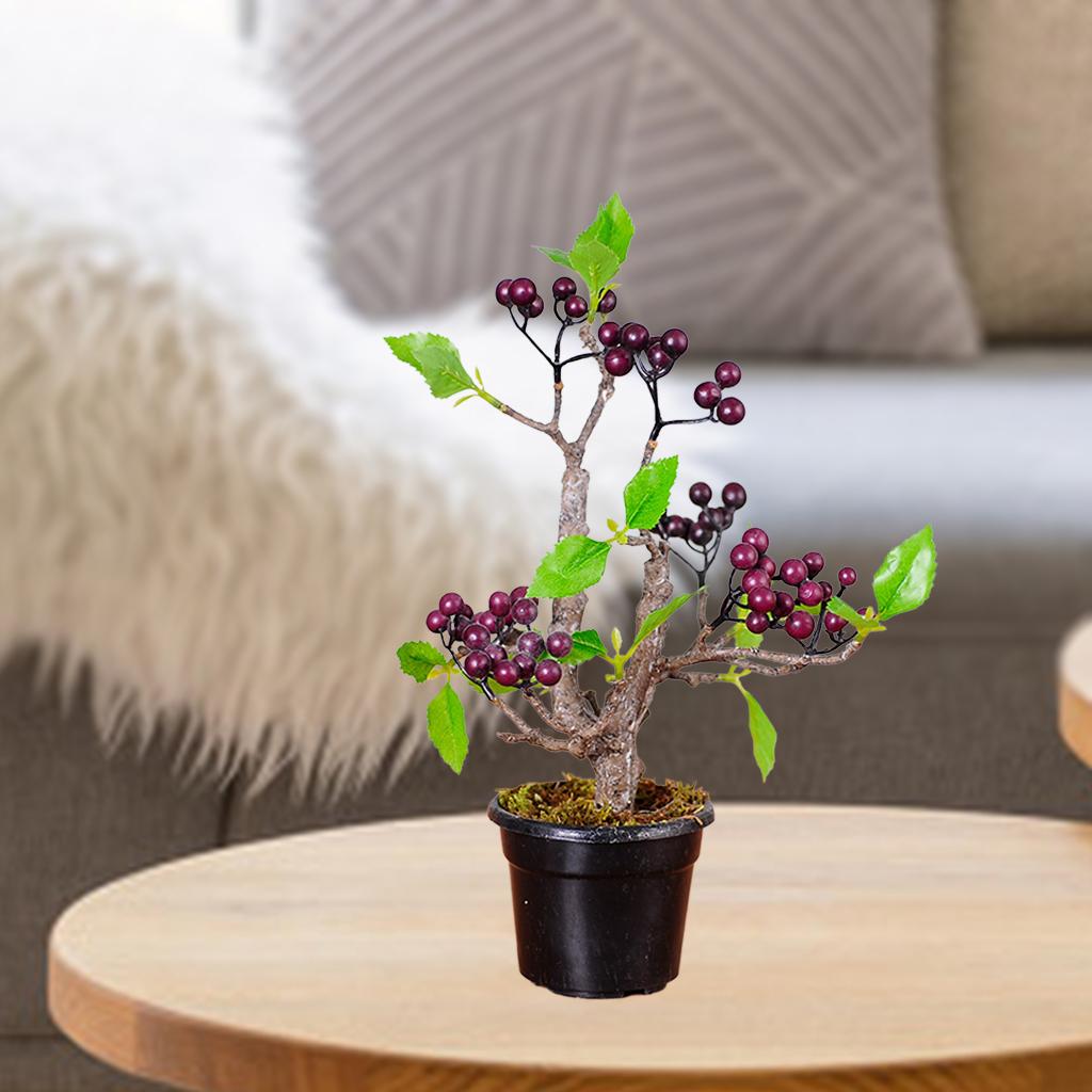 Artificial Fruit Tree Bonsai Green Leaf Realistic Potted Plants Rubber Balls