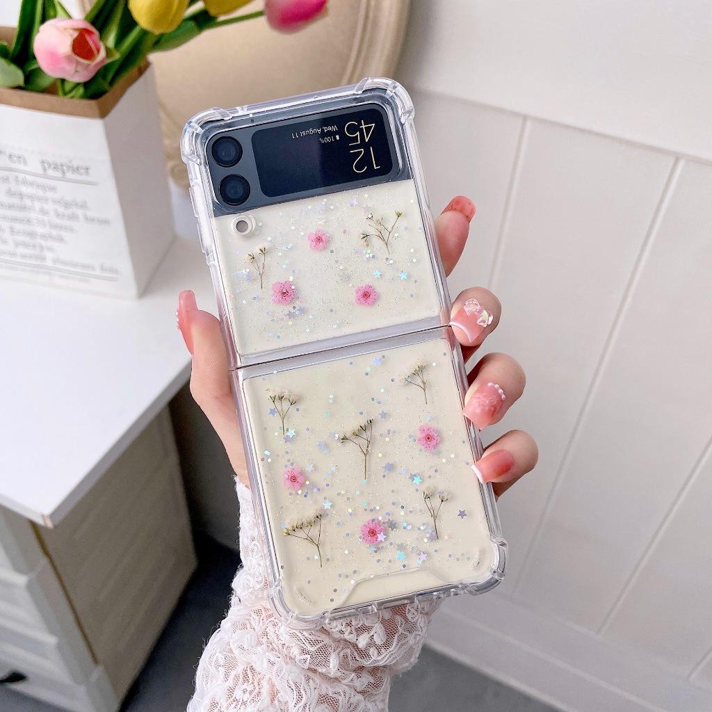 Ốp Lưng Trong Suốt Hoa Baby Khô Cho Samsung Galaxy Z FLIP 5