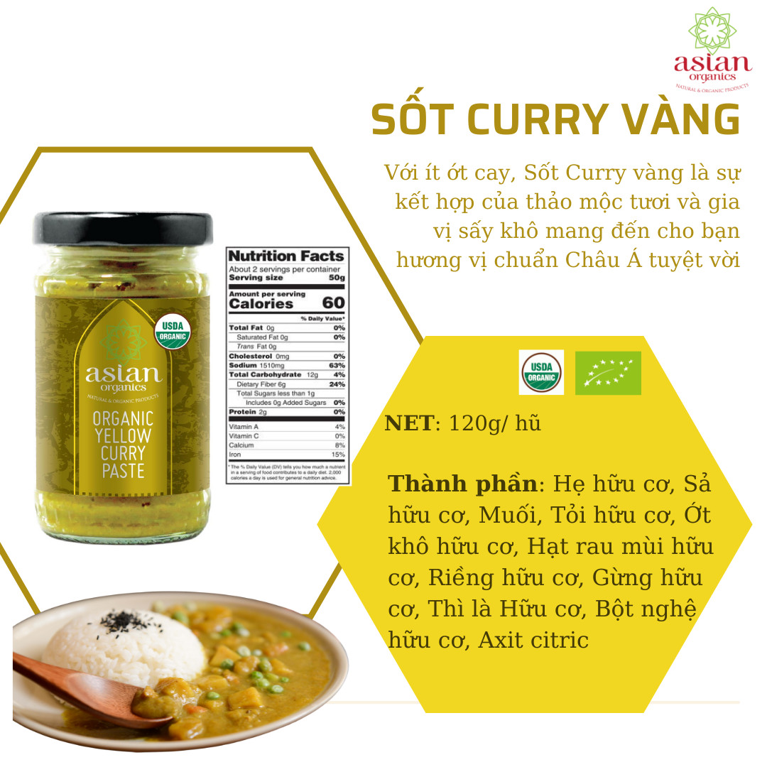 Sốt cà ri vàng hữu cơ 120gr - Asian Organics