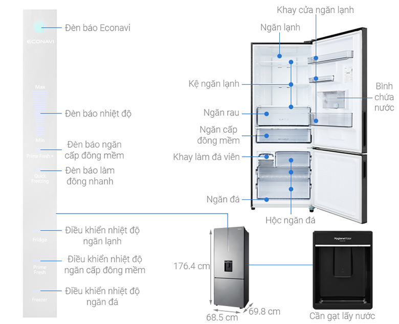 Tủ lạnh Panasonic Inverter 410 lít NR-BX460WSVN - Hàng chính hãng (Chỉ giao tại Thái Bình)