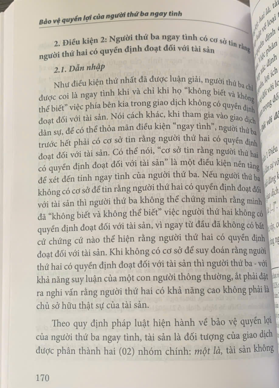 Bảo vệ quyền lợi của người thứ ba ngay tình (sách chuyên khảo)