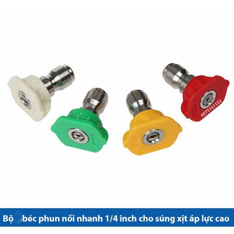 BỘ 4 ĐẦU GẮN SÚNG XỊT RỬA XE ÁP LỰC CAO ÁP  ¼  INCH