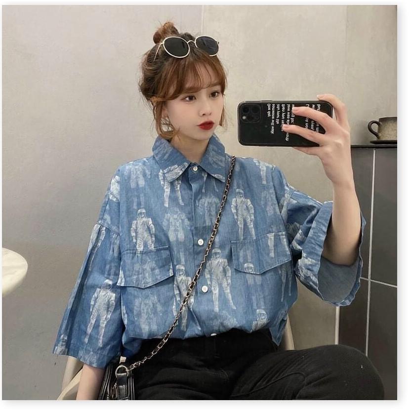 ÁO SƠ MI NỮ TAY LỠ MÀU XANH LOANG HÌNH FULL ÁO SIÊU HOT HITPHOM RỘNG,MẪU MỚI VỀ VỪA CẬP BẾN,THIẾT KẾ HỌA TIẾT SIÊU NGẦU CHO CÁC NÀNG THÊM NHIỀU LỰA CHỌN
