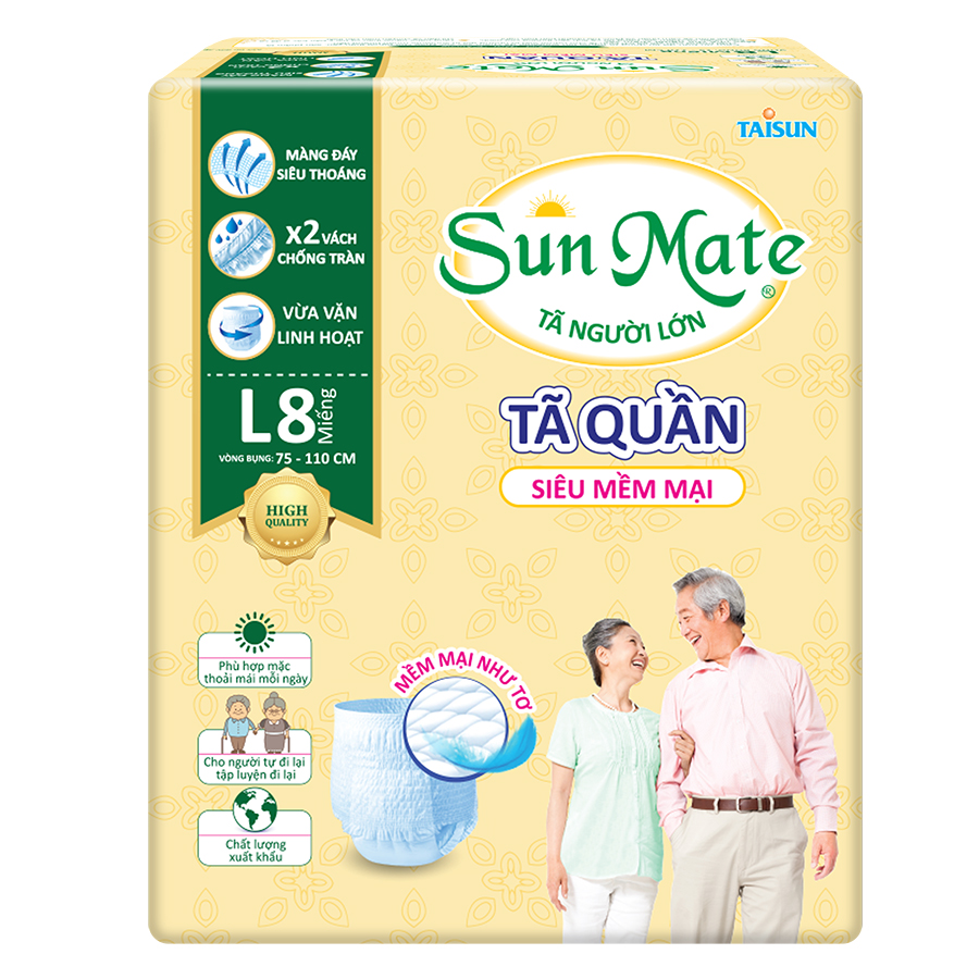 Tã Quần Người Lớn Sunmate Mềm Mại L8 (8 Miếng)