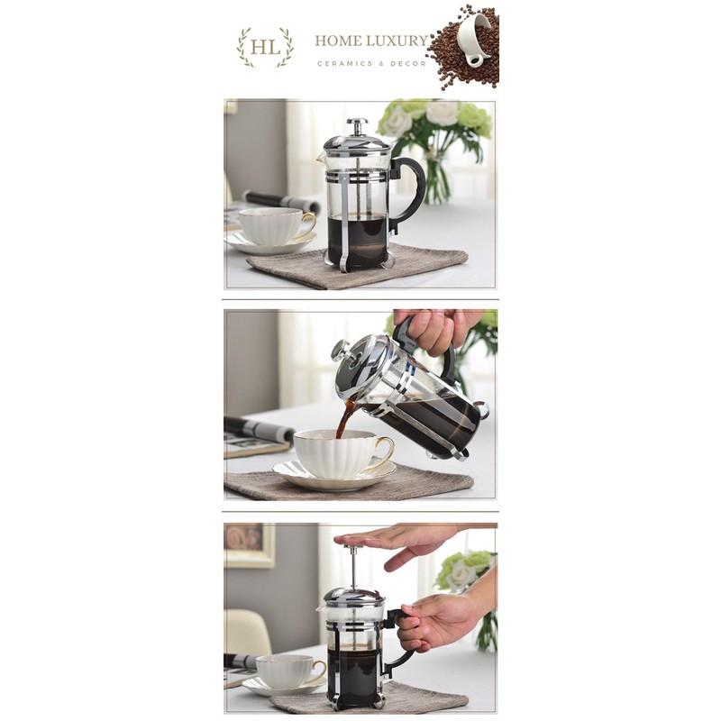 Bình pha cà phê, trà thủy tinh kiểu Pháp French Press | PHIN NÉN THỦY TINH 350ml 650ml 800ml