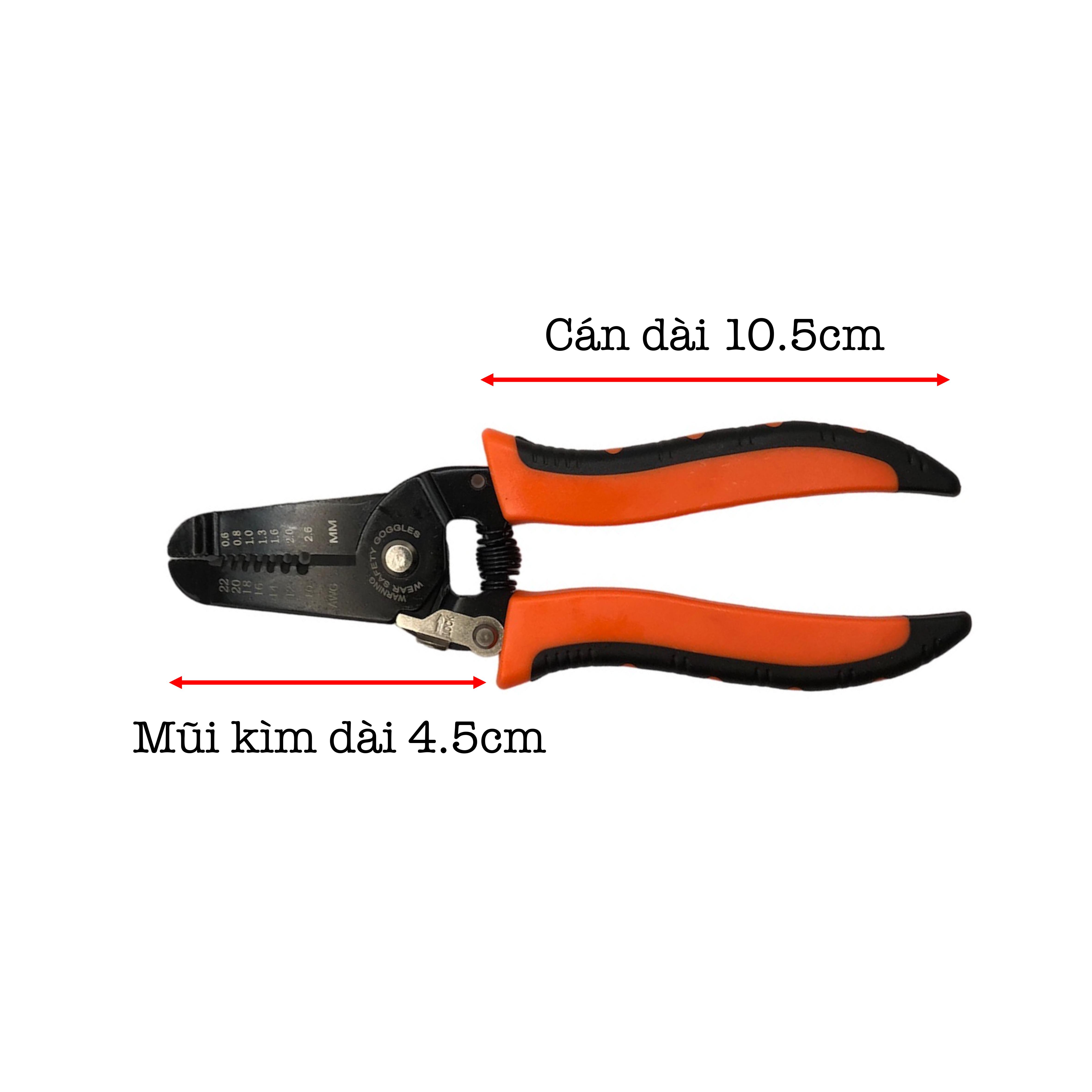 Kìm tuốt dây, kìm tuốt dây điện, kìm chính hãng cao cấp, mũi kìm tròn có chốt gài an toàn khi sử dụng