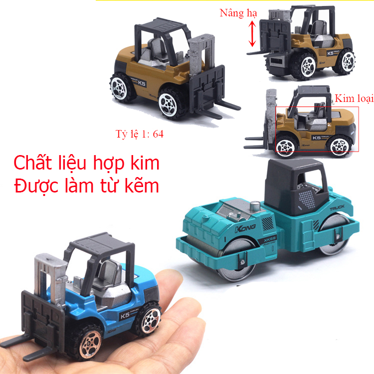 Đồ chơi mô hình xe nâng hàng mini KAVY NO.8810 kim loại tỷ lệ 1:64 an toàn cho bé có thể trang trí - màu xanh