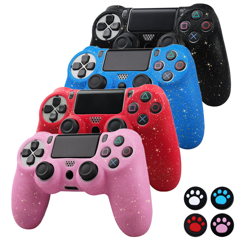 Vỏ bảo vệ bằng silicon mềm lấp lánh lấp lánh cho tay cầm điều khiển trò chơi PS4 Vỏ bọc da cần điều khiển cho PLAYSTATION 4 Màu sắc: Vàng lấp lánh Đỏ