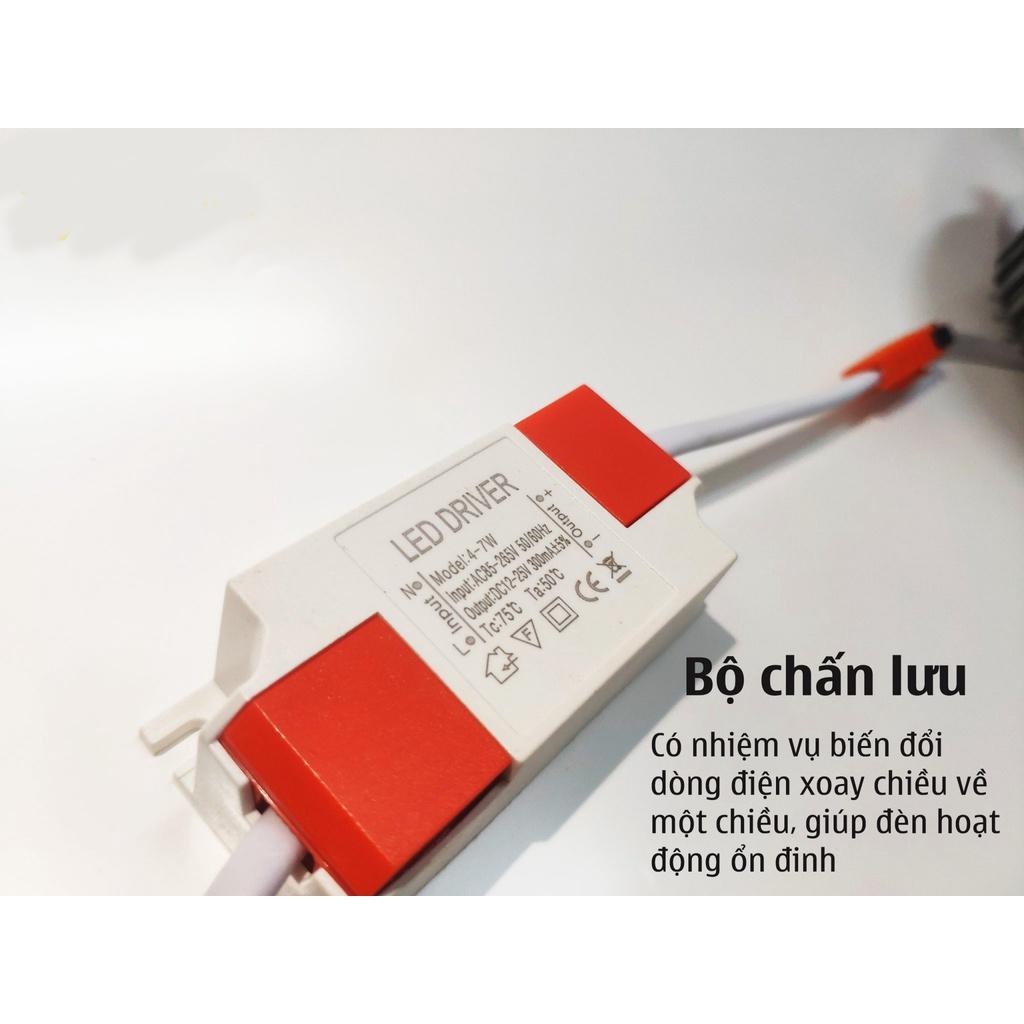 Đèn âm trần đế đúc 7w phi 90/ 9w phi 110 có 3 chế độ sáng trắng/vàng/trung tính