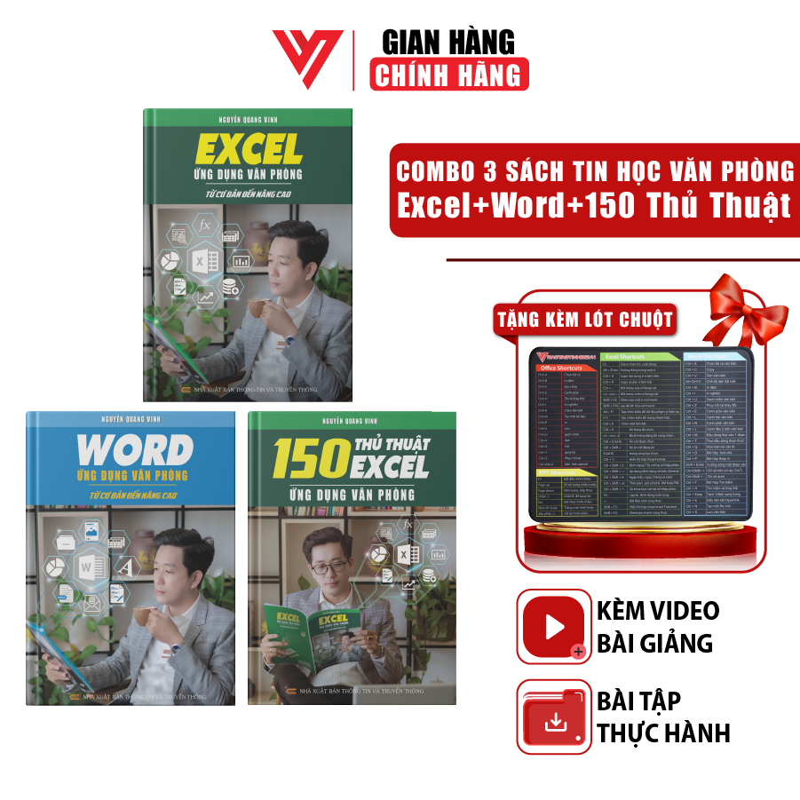 Combo 3 Sách Word Và Excel Và 150 Thủ Thuật Ứng Dụng Văn Phòng Từ Cơ Bản Đến Nâng Cao