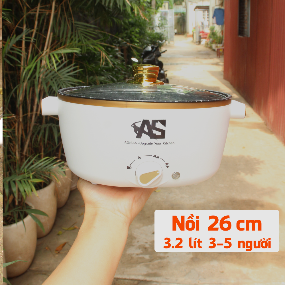 Nồi Điện Mini Nấu Lẩu Đa Năng Có Lớp Chống Dính AGISAN N09 Tiện Lợi Cho Việc Xào, Nấu, Rán, Chiên