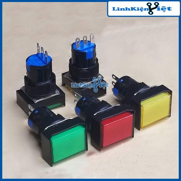 Nút Nhấn Đề Chữ Nhật 24VDC LA16J-11D Nhấn Nhả Có Đèn