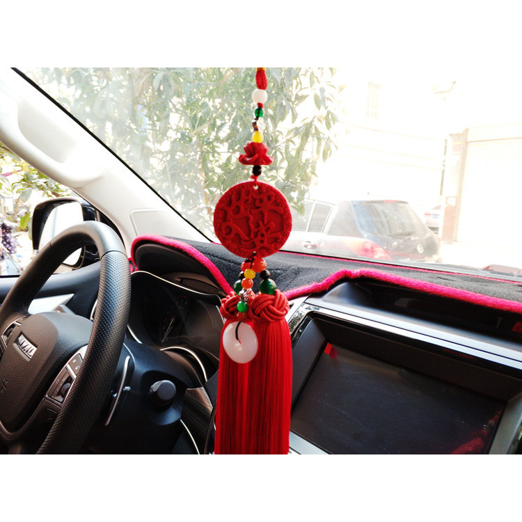 Bộ Khánh treo kính hậu Ngọc Bội “ Thượng lộ bình an” Hoa Sen dành cho xe ô tô, xe hơi, Kèm hộp gấm lót Nhung nỉ