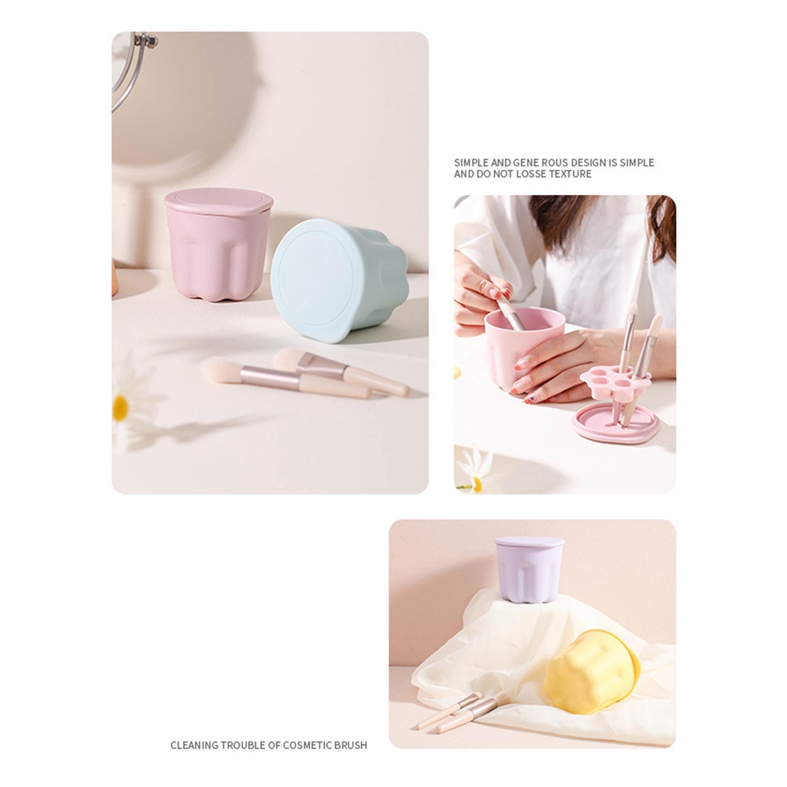 2 in 1 Makeup Brush Cleaning Tool, Cosmetic Brush Organizer Rack Easy Clean for Women Girls