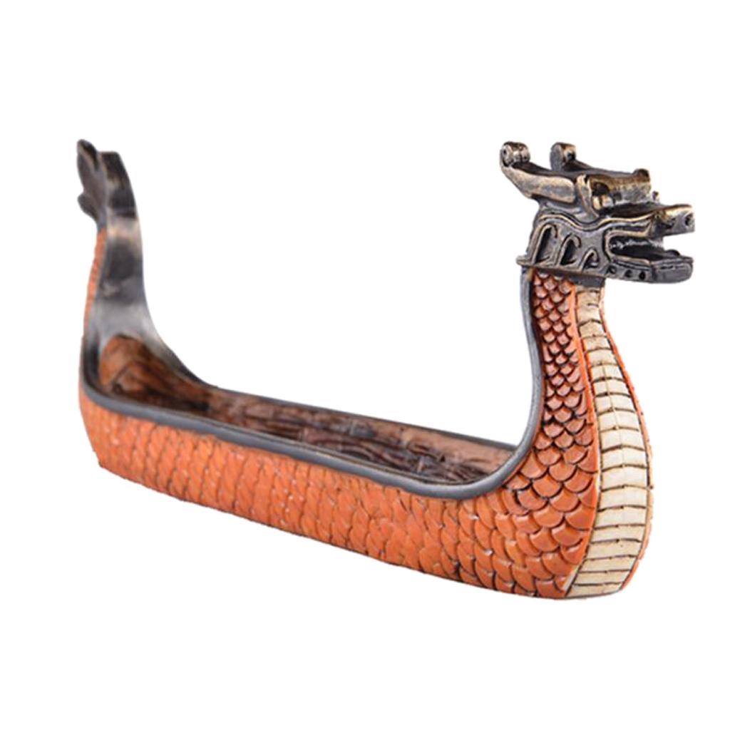 Dragon on Viking Boat Ornament Incense Burner Resin Incense Stick Holder