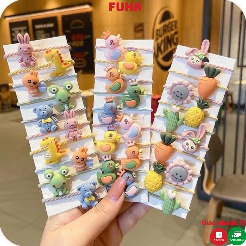 Set 5 dây buôc tóc hoạt hình nhiều màu dễ thương dành cho bé 1-10 Tuổi