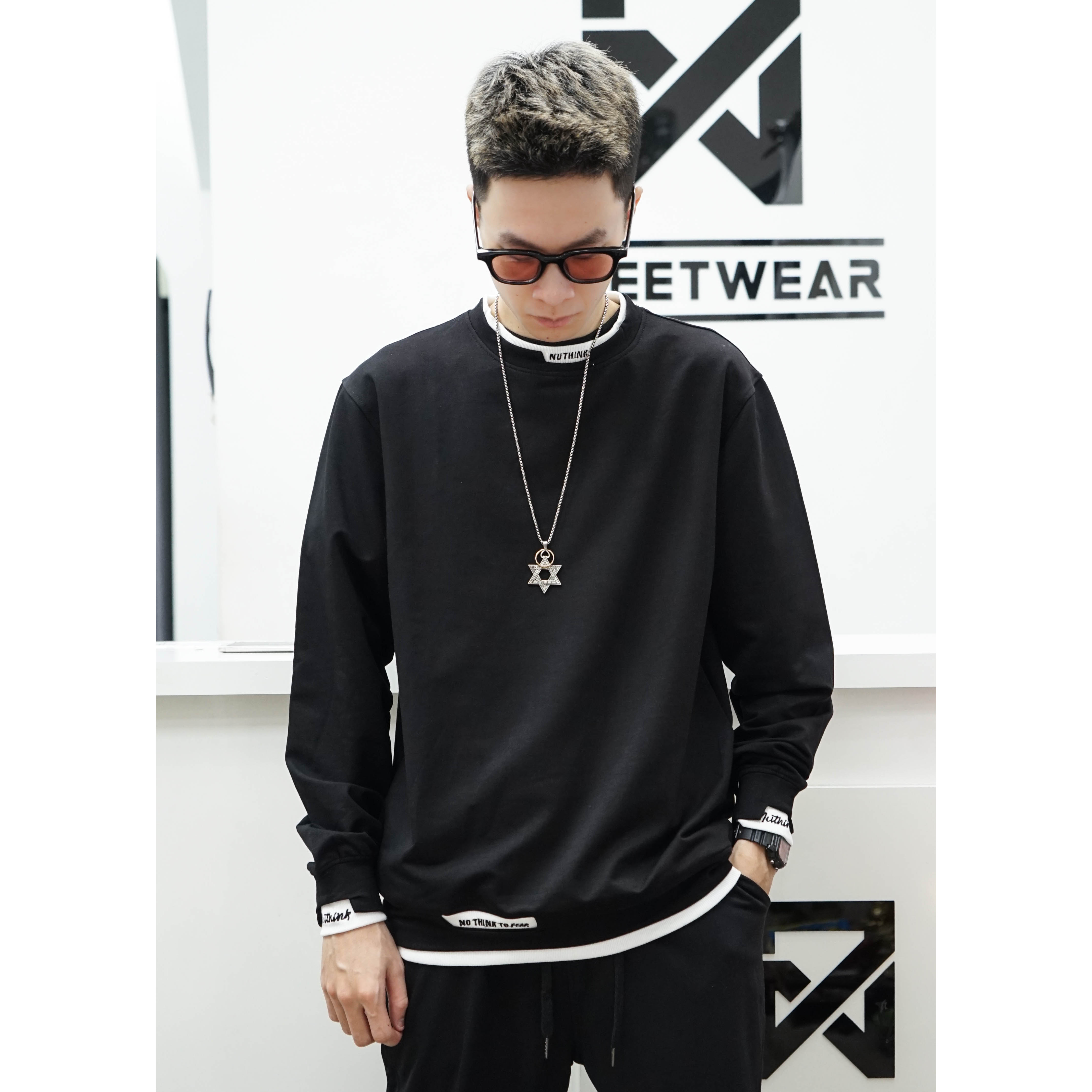 Áo Thun Trơn Nỉ Dài Tay Oversize N7 Unisex Nam Nữ Basic Sweater Form Rộng Nuthing