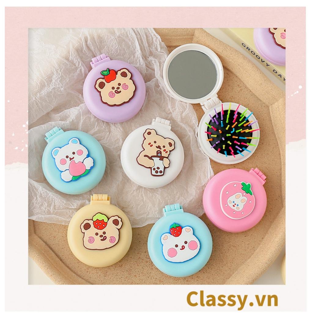 Lược mini Classy Có Thể Gấp Gọn Tích Hợp Gương Họa Tiết Hoạt Hình Đáng Yêu Độc Đáo PK923