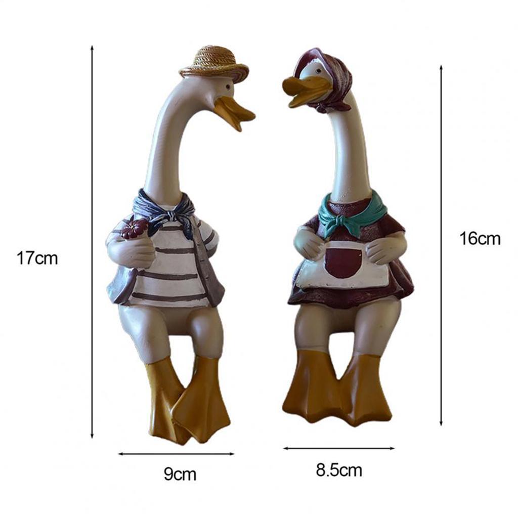 Creative Resin Couple Duck Statue Animal Decor Lovers Gift