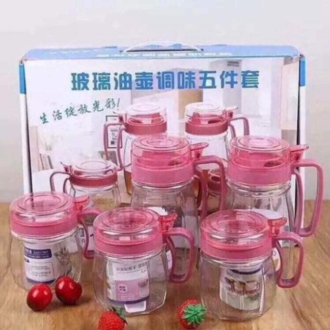 Hũ Đựng Gia Vị, Set 5 Lọ Đựng Gia Vị Thủy Tinh Sang Trọng Cao Cấp Cho Nhà Bếp