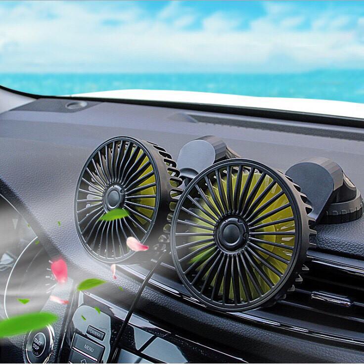 QUẠT ĐÔI MINI Ô TÔ - QUẠT MÁT, ÊM, XOAY 360 ĐỘ/TÍCH HỢP 3 CHẾ ĐỘ QUẠT MÁT CÔNG SUẤT 12W