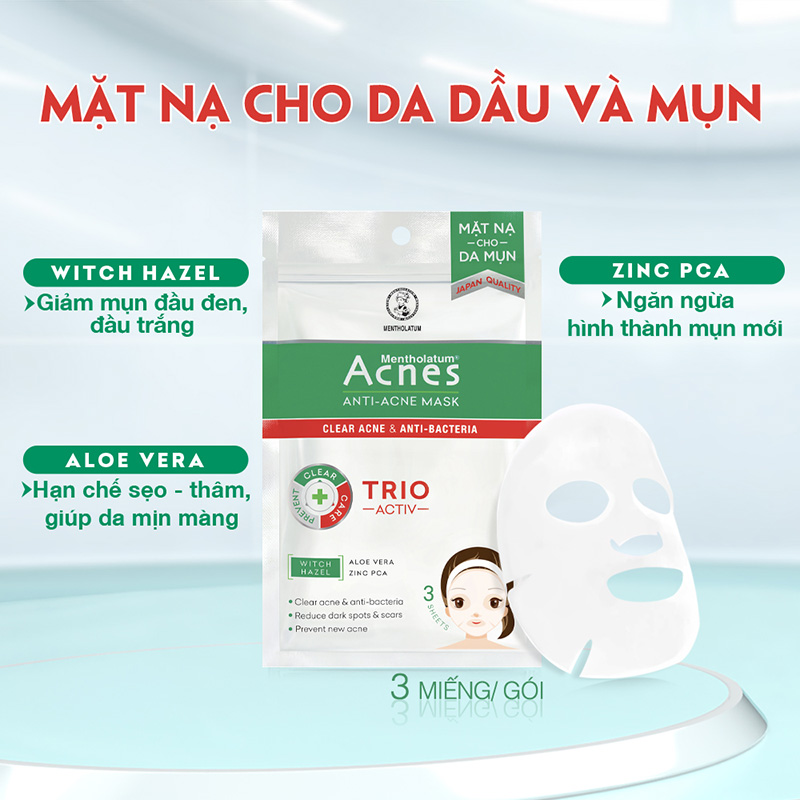 Mặt Nạ Chuyên Biệt Cho Da Mụn Acnes Anti-Acne Mask (3 Miếng)