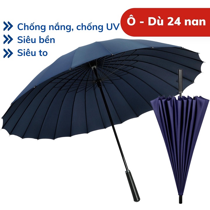 Ô Dù Che Nắng 24 Nan Bản To Đại Xương Cứng Cáp Đi Mưa Chống Lật