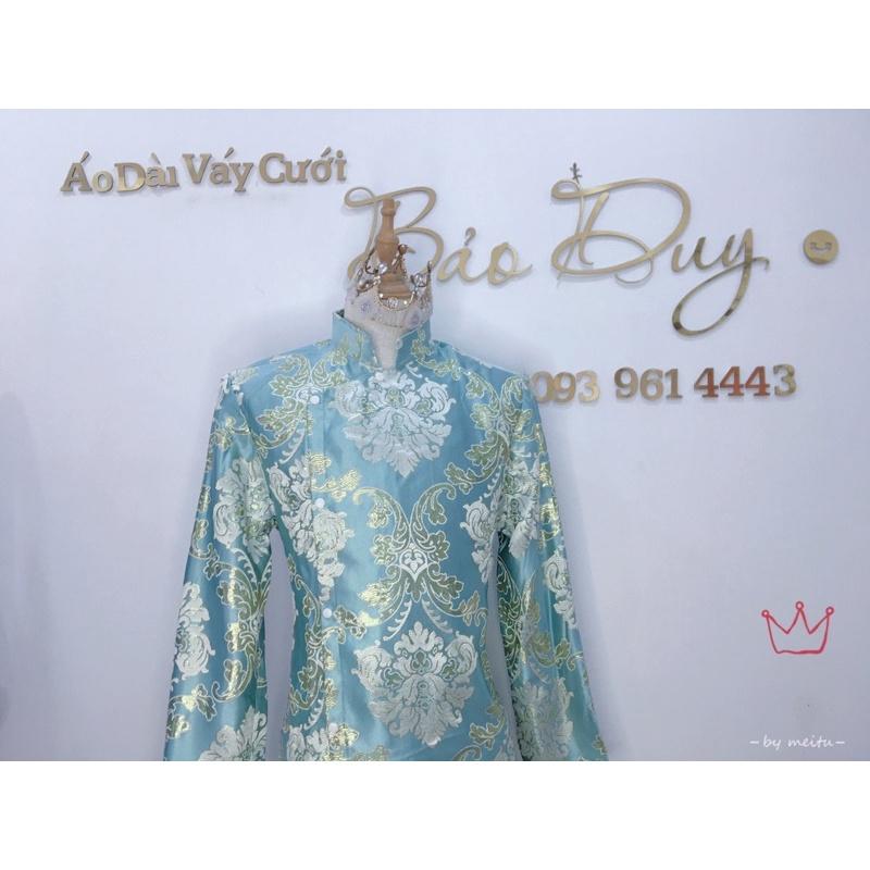 áo dài nam xanh form Vest thiết kế