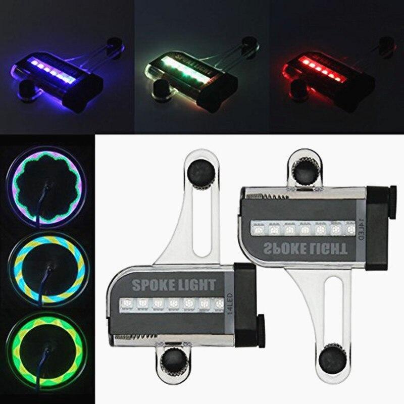Hot Sale Two Side 14 LED Colorful Motorcycle Cycling Bicycle Bike Wheel Signal Tire Spoke Light 30 Changes Cycling Accessories
