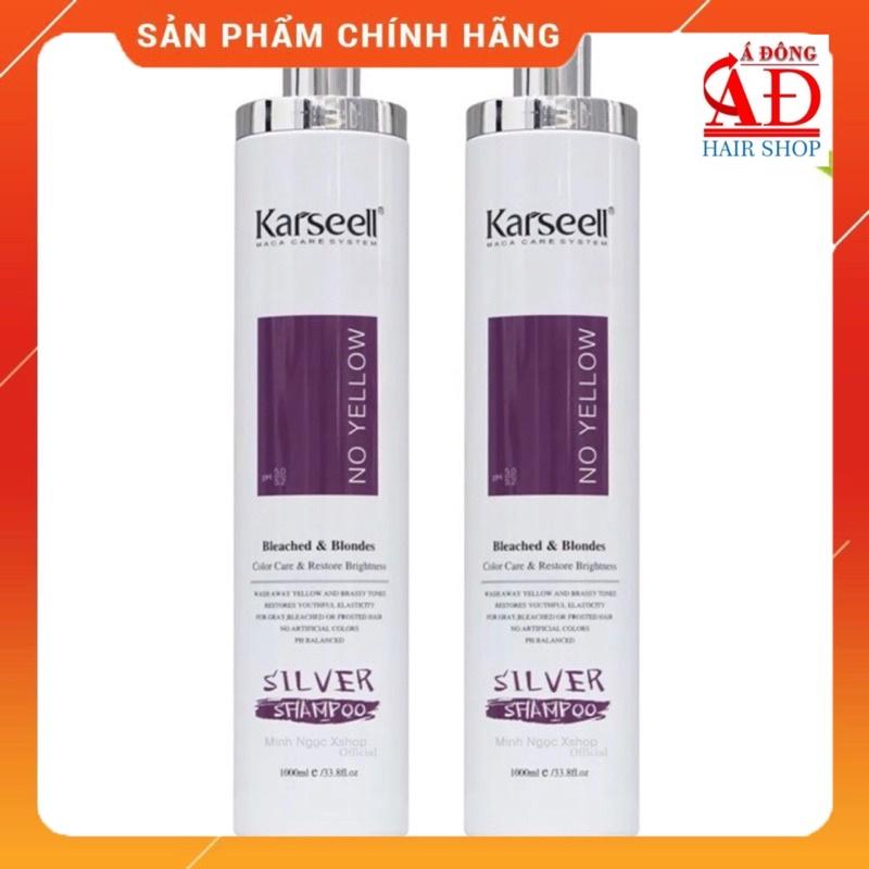 [+Tặng mũ trùm] DẦU GỘI TÍM KARSEELL NO YELLOW SILVER SHAMPOO KHỬ ÁNH VÀNG CHO TÓC TRÂNG BẠCH KIM