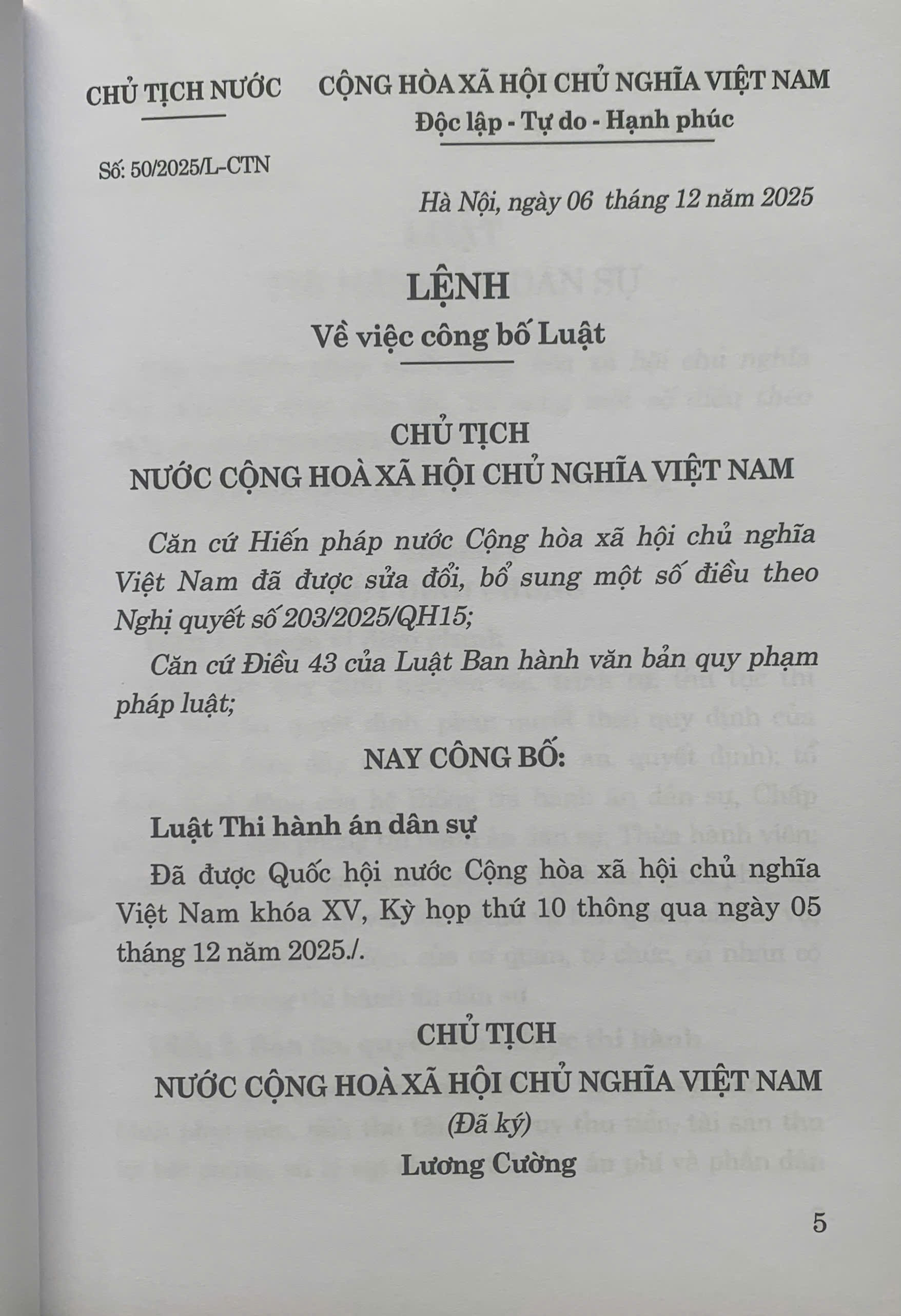 Luật Thi hành án dân sự năm 2025 (Luật số 106/2025/QH15)