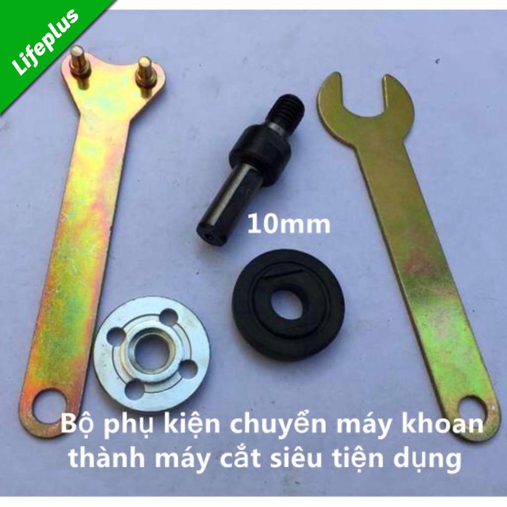 Bộ phụ kiện chuyển máy khoan thành máy cắt máy cưa, máy mài TRỤC 10mm