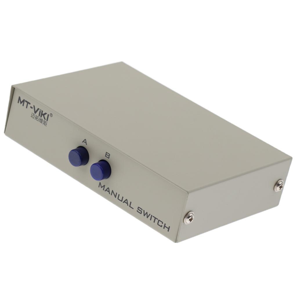 2Pcs PC Printer DB9 Pin 2Ports Manual Serial RS232 Switch Box Metal Housing