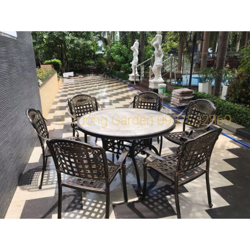 Bàn ghế sân vườn/ bàn ghế sân thượng nhôm đúc cao cấp