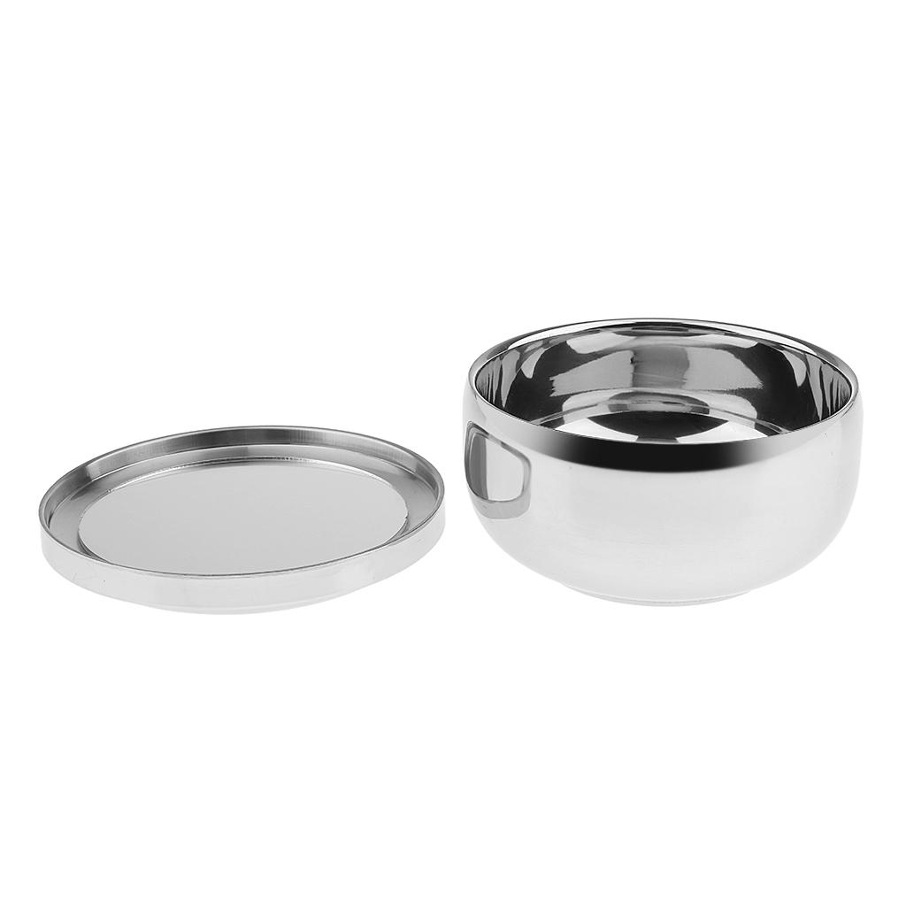 Dustproof Stainless Steel Men's Shaving Brush Mug Bowl Beard Shave Cup With Mirror Lid